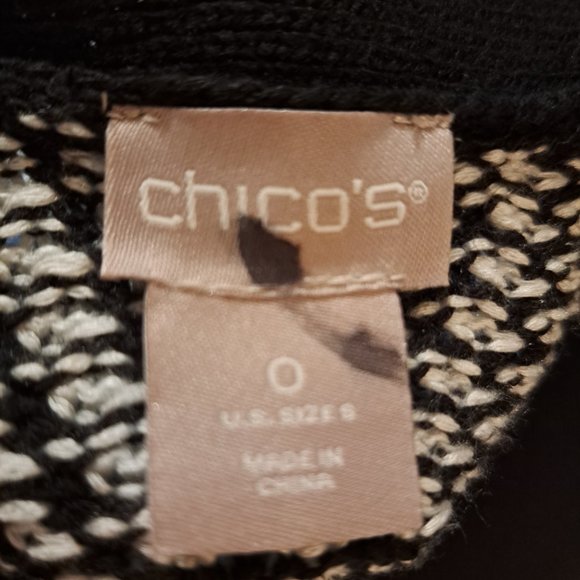 Chico's Patterned Fringe Sweater Vest Black White Women's Sz Small - Picture 11 of 11